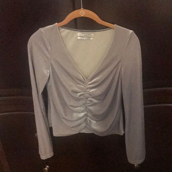 SOLD Urban outfitters cinched V neck velvet top - Picture 2 of 3